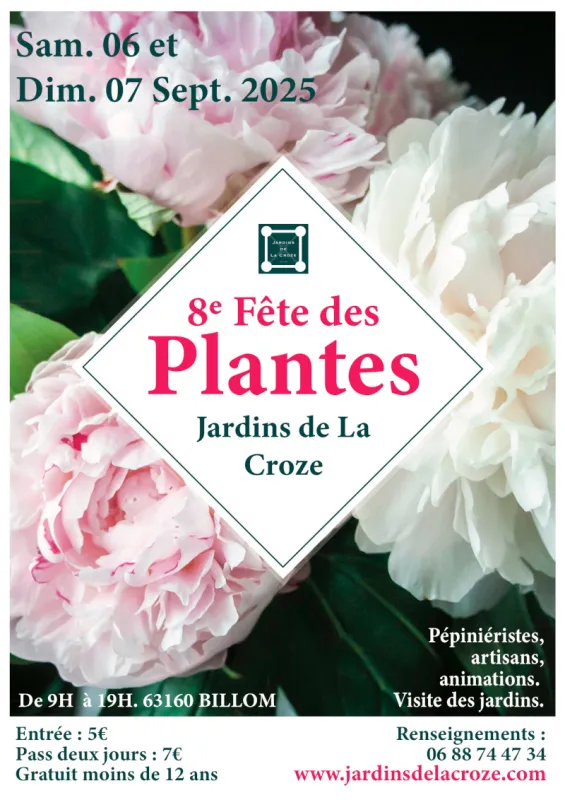 6 et 7 septembre 2025, Fête des plantes des jardins de la Croze, Billom (63) Visuel